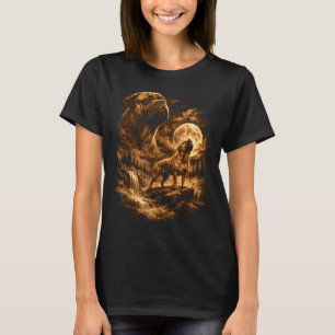 Bullmastiff Howling Moon Dog Fantasy Forrest T-Shirt