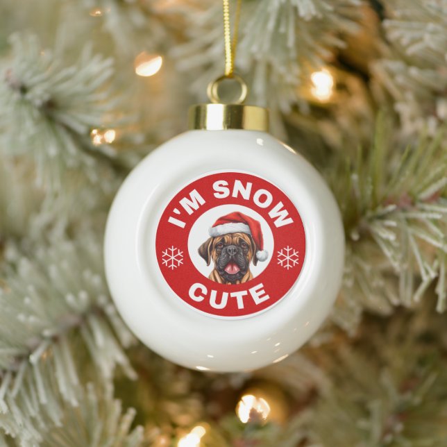Bullmastiff I'm Snow Cute Ceramic Ball Christmas Ornament (Tree)