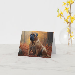 Bullmastiff  in Autumn Leaves Fall Inspire Card