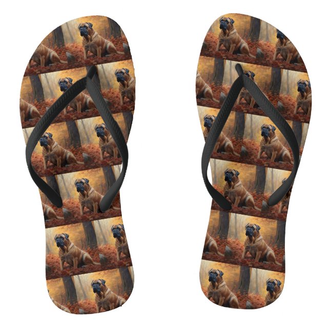 Bullmastiff  in Autumn Leaves Fall Inspire Jandals (Footbed)