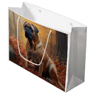 Bullmastiff in Autumn Leaves Fall Inspire Large Gift Bag