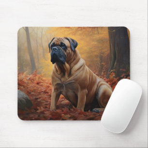 Bullmastiff in Autumn Leaves Fall Inspire Mouse Pad