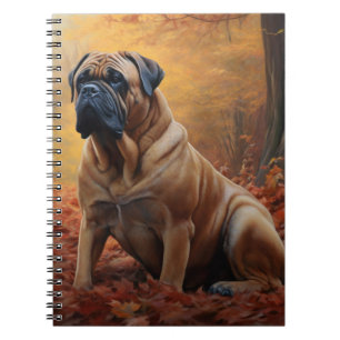 Bullmastiff in Autumn Leaves Fall Inspire Notebook