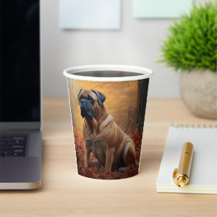Bullmastiff in Autumn Leaves Fall Inspire Paper Cups