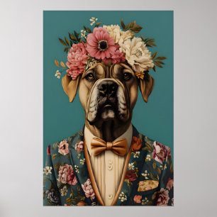 Bullmastiff In Suit Poster, Bullmastiff Portrait Poster