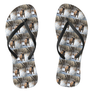 Bullmastiff Let It Snow Christmas Jandals