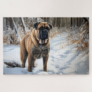 Bullmastiff Let It Snow Christmas Jigsaw Puzzle
