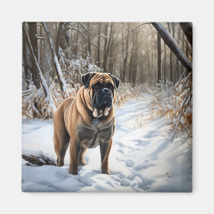 Bullmastiff Let It Snow Christmas Magnet