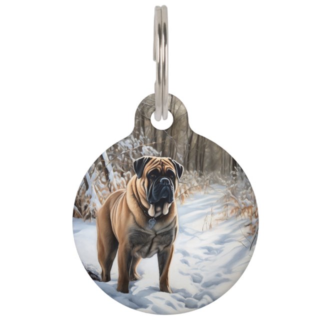 Bullmastiff Let It Snow Christmas Pet Tag (Front)