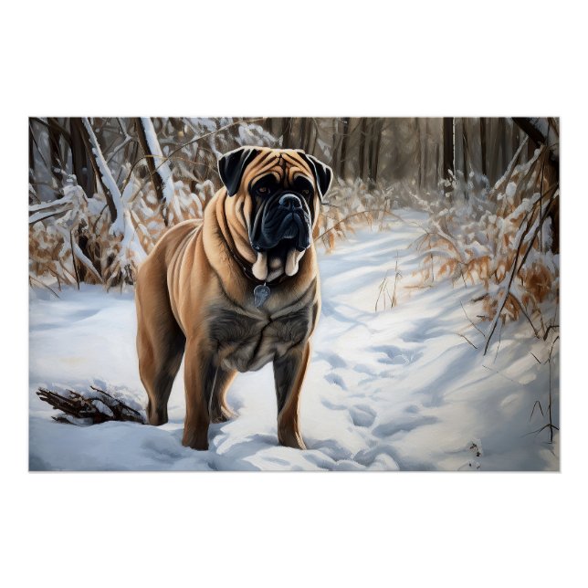 Bullmastiff Let It Snow Christmas Poster (Front)