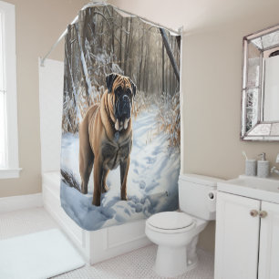 Bullmastiff Let It Snow Christmas Shower Curtain