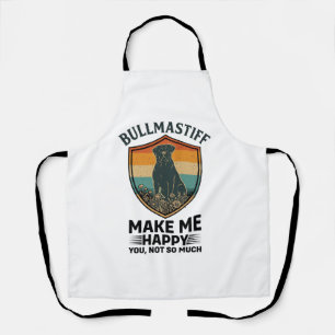 Bullmastiff Make Me Happy Dog Shield Retro Sunset Apron