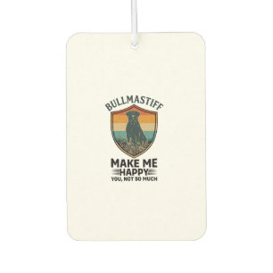 Bullmastiff Make Me Happy Dog Shield Retro Sunset Car Air Freshener
