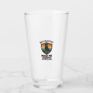 Bullmastiff Make Me Happy Dog Shield Retro Sunset Glass