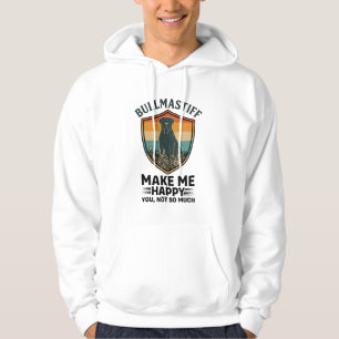 Bullmastiff Make Me Happy Dog Shield Retro Sunset Hoodie