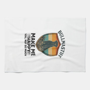 Bullmastiff Make Me Happy Dog Shield Retro Sunset Tea Towel