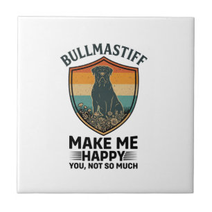 Bullmastiff Make Me Happy Dog Shield Retro Sunset Tile