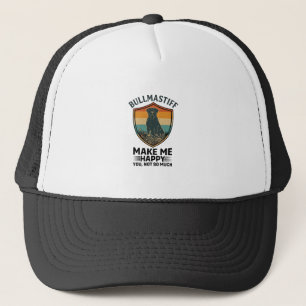 Bullmastiff Make Me Happy Dog Shield Retro Sunset Trucker Hat