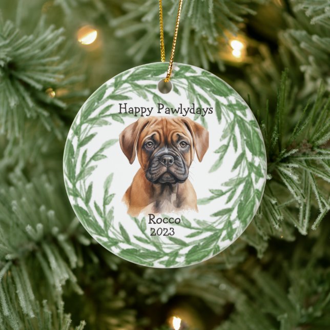 Bullmastiff Monogram Pet Christmas Ornament (Tree)