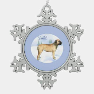 Bullmastiff Noel Keychain Snowflake Pewter Christmas Ornament