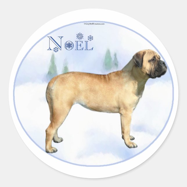 Bullmastiff Noel Sticker (Front)
