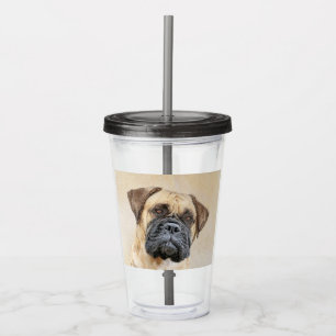 Bullmastiff Painting - Cute Original Dog Art Acrylic Tumbler