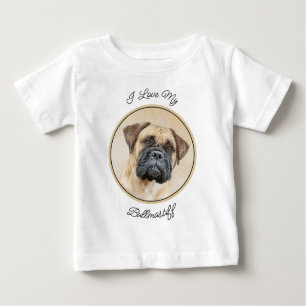 Bullmastiff Painting - Cute Original Dog Art Baby T-Shirt