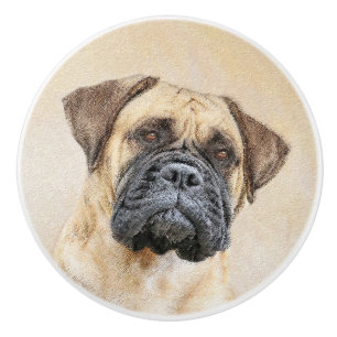 Bullmastiff Painting - Cute Original Dog Art Ceramic Knob