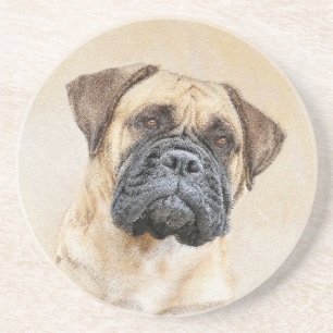 Bullmastiff Painting - Cute Original Dog Art Coaster