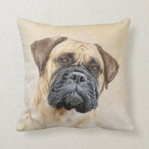 Bullmastiff Painting - Cute Original Dog Art Cushion