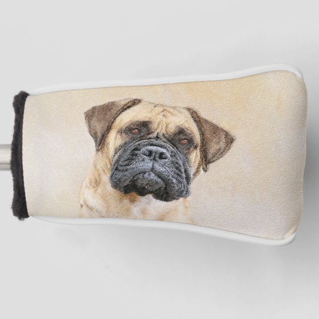 Bullmastiff Painting - Cute Original Dog Art Golf Head Cover (Front)