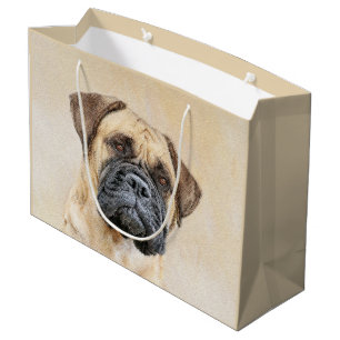 Bullmastiff Painting - Cute Original Dog Art Large Gift Bag