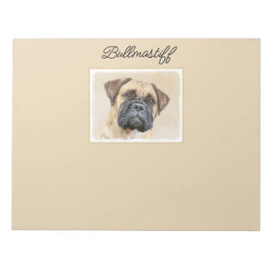Bullmastiff Painting - Cute Original Dog Art Notepad