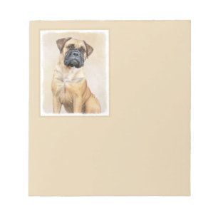 Bullmastiff Painting - Cute Original Dog Art Notepad