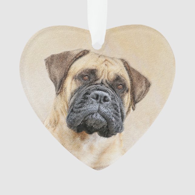 Bullmastiff Painting - Cute Original Dog Art Ornament (Front)