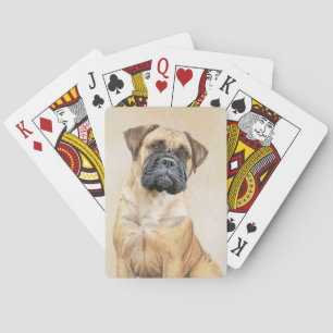 Bullmastiff Painting - Cute Original Dog Art Playing Cards