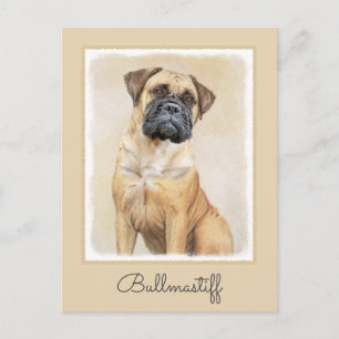Bullmastiff Painting - Cute Original Dog Art Postcard