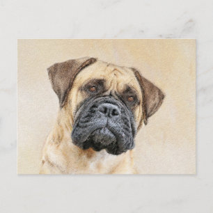 Bullmastiff Painting - Cute Original Dog Art Postcard