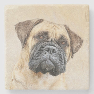 Bullmastiff Painting - Cute Original Dog Art Stone Coaster