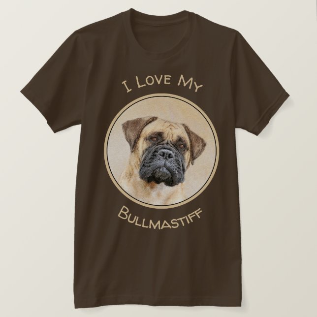 Bullmastiff Painting - Cute Original Dog Art T-Shirt (Design Front)
