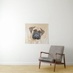 Bullmastiff Painting - Cute Original Dog Art Tapestry