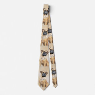 Bullmastiff Painting - Cute Original Dog Art Tie