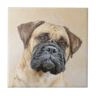 Bullmastiff Painting - Cute Original Dog Art Tile
