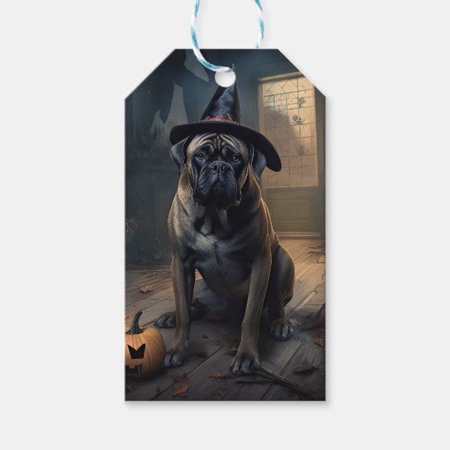 Bullmastiff Pumpkins Halloween Scary  Gift Tags (Front)