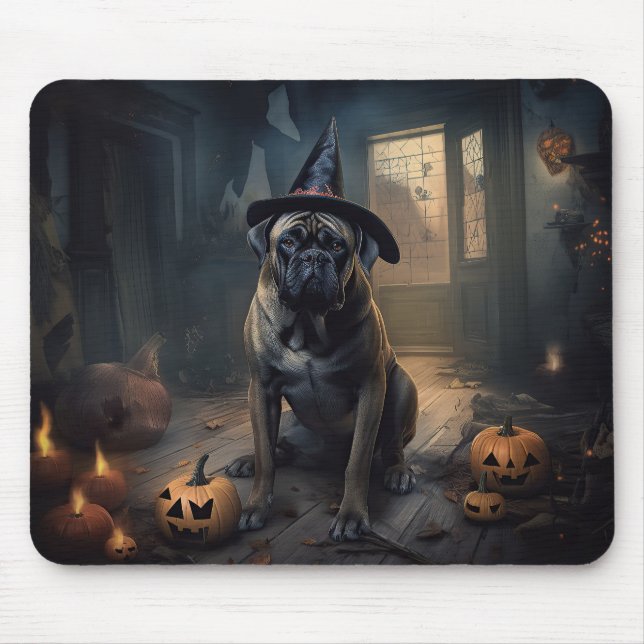 Bullmastiff Pumpkins Halloween Scary  Mouse Pad (Front)