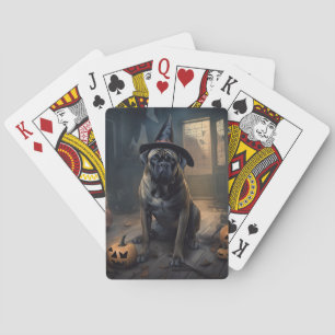 Bullmastiff Pumpkins Halloween Scary Playing Cards