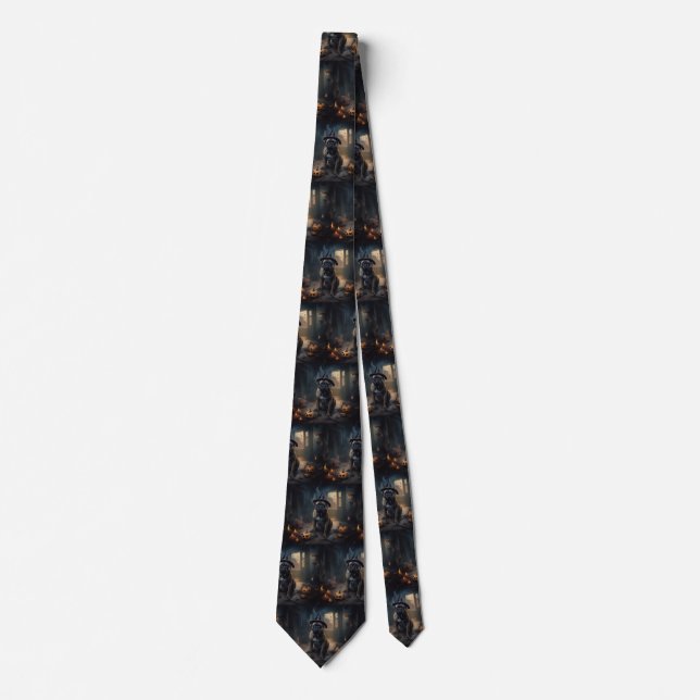 Bullmastiff Pumpkins Halloween Scary  Tie (Front)