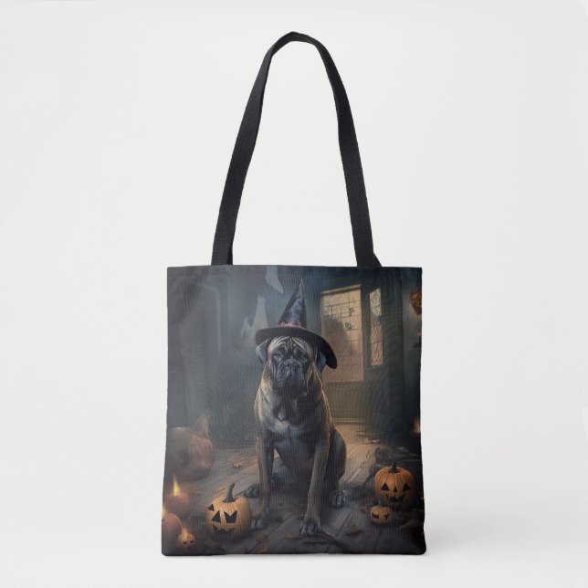 Bullmastiff Pumpkins Halloween Scary  Tote Bag (Front)
