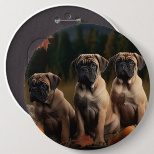 Bullmastiff  Puppy Autumn Delight Pumpkin 6 Cm Round Badge