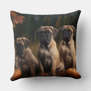 Bullmastiff Puppy Autumn Delight Pumpkin Cushion